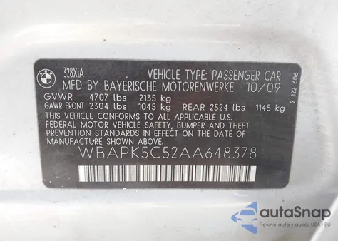 2010 BMW 328I xDrive from USA, damaged, VIN WBAPK5C52AA648378